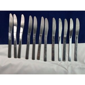 Tramontina‎ Brazil 731 NSF Stainless Curve Tip Set Of 12 SOLID DINNER KNIVES 8"